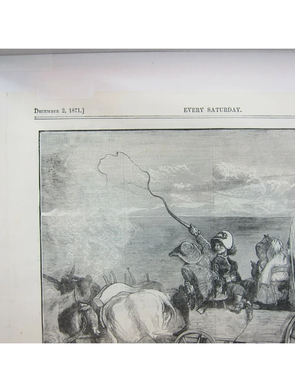 Antique 1871 Wood Engraved Print A Mormon Family on Their Way to Salt Lake City